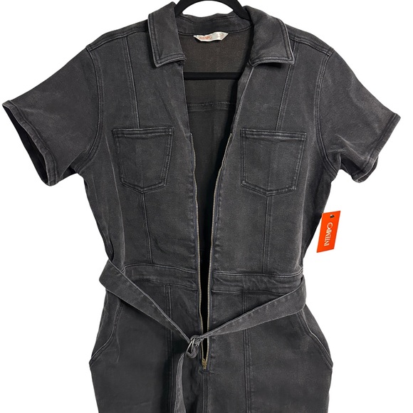 Women’s Intempo Black Washed Belted Denim Jumpsuit Size 16 NWT - Picture 3 of 14